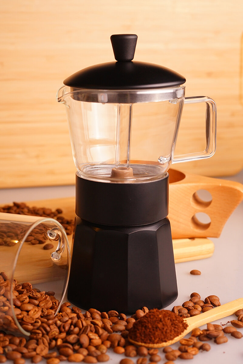 Taşev Stone Cam Moka Pot 6 Fincan