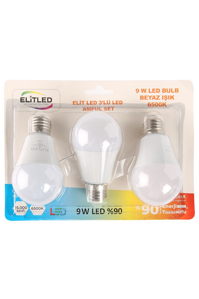 Elit Led Ampul 3'lü Blister Ambalaj