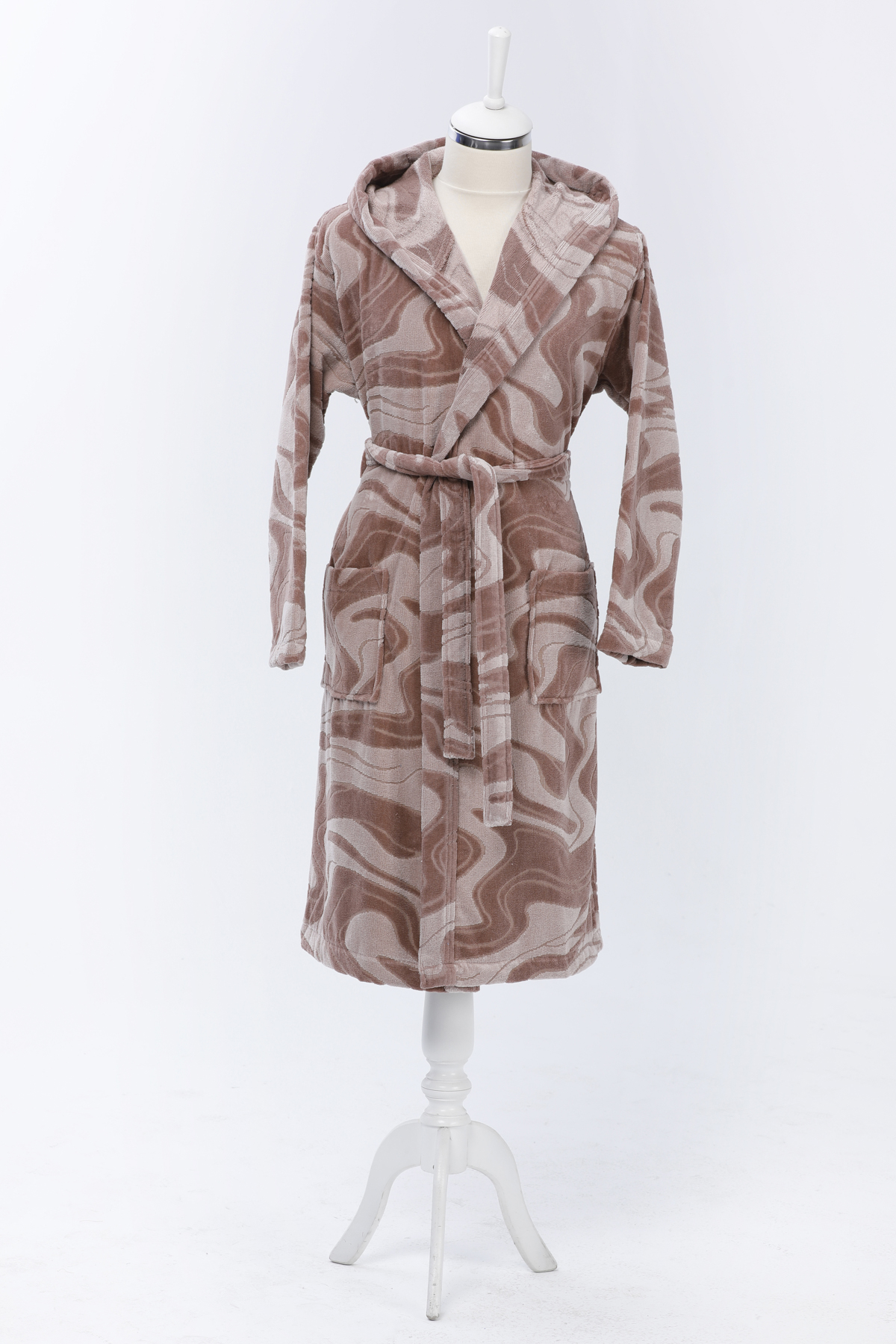 Özdilek Marble Kapüşonlu Kadife Bornoz XL Beden