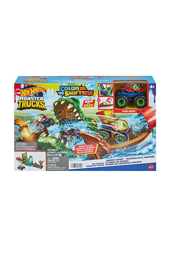 Hot Wheels Monster Trucks Renk Değiştiren Araçlar Timsahtan Kaçış Oyun Seti HGV14 Hot Wheels Monster Trucks Renk Değiştiren Araçlar Timsahtan Kaçış Oyun Seti HGV14