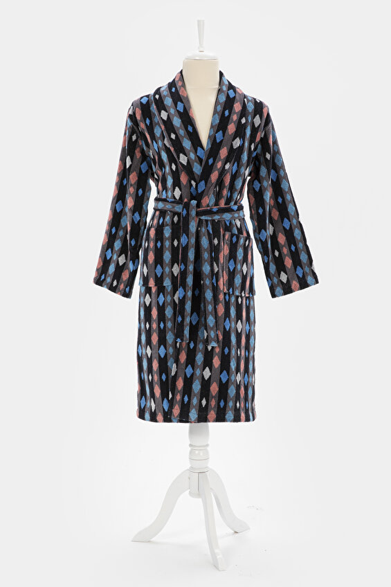 Özdilek Hawai Mosaic Kadife Şal Yaka Bornoz S/M Beden