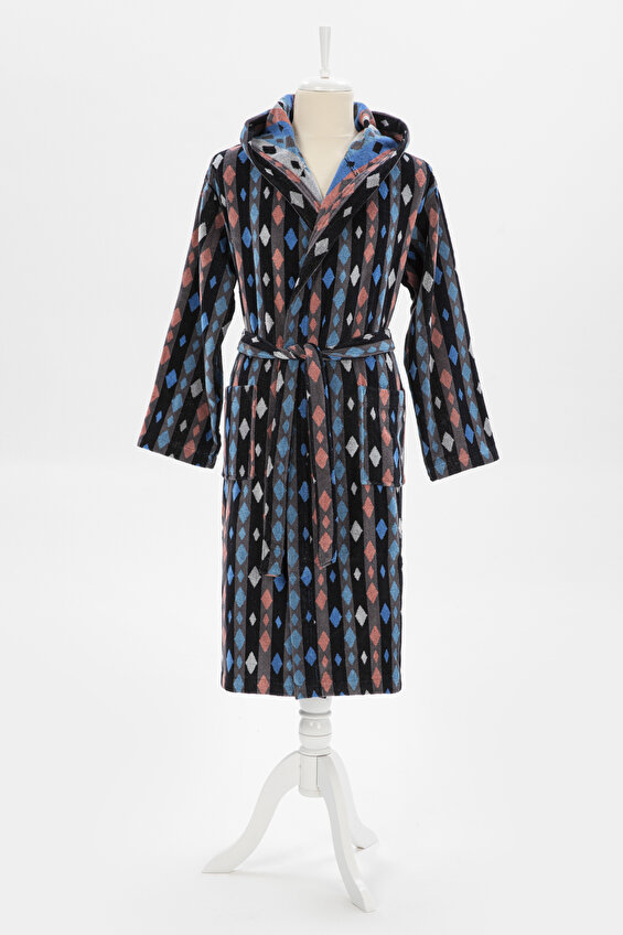 Özdilek Hawai Mosaic Kadife Kapüşonlu Bornoz S/M Beden