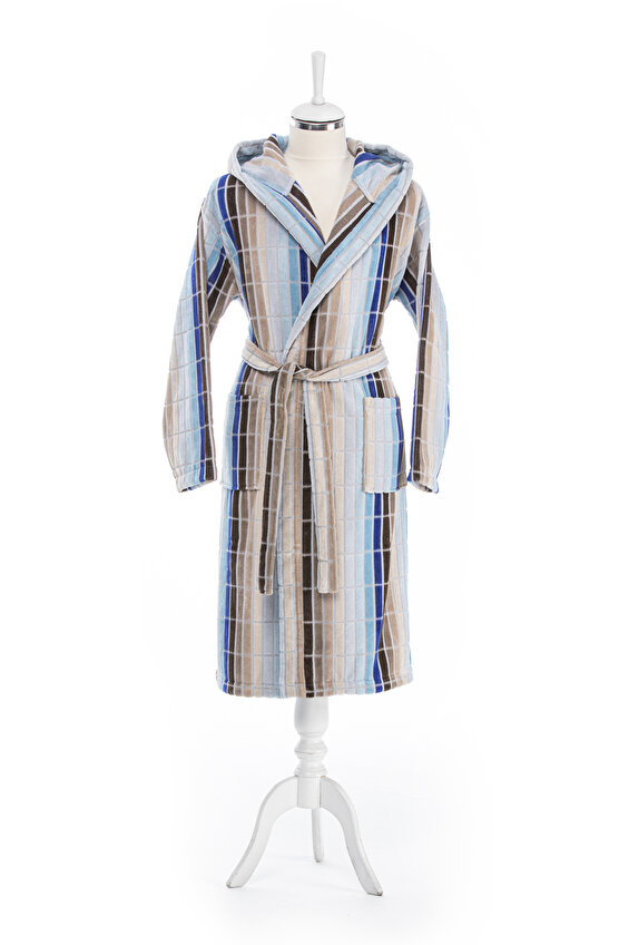 Özdilek Hawai Line Kadife Kapüşonlu Bornoz XXL Beden Özdilek Hawai Line Kadife Kapüşonlu Bornoz XXL Beden